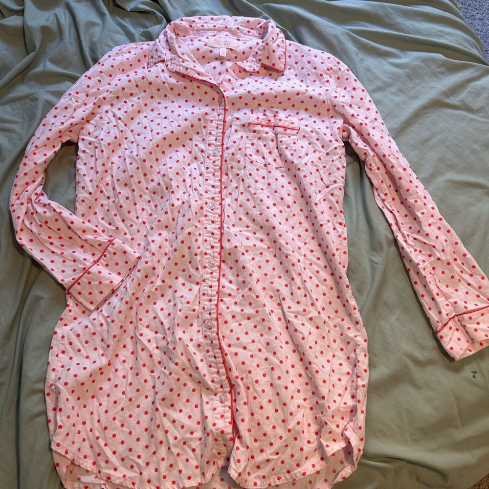 Victoria's Secret Pink and Red Polka Dot Sleep Shirt